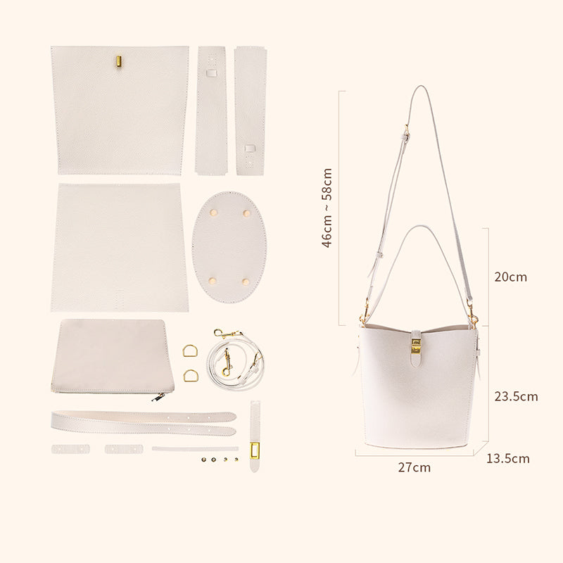 HANDSEWGIFT Leather Simple Bucket Crossbody Bag DIY Kit