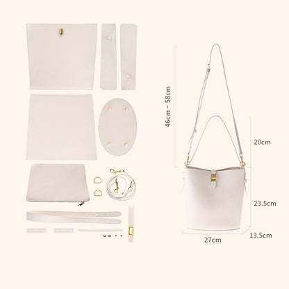 HANDSEWGIFT Leather Simple Bucket Crossbody Bag DIY Kit