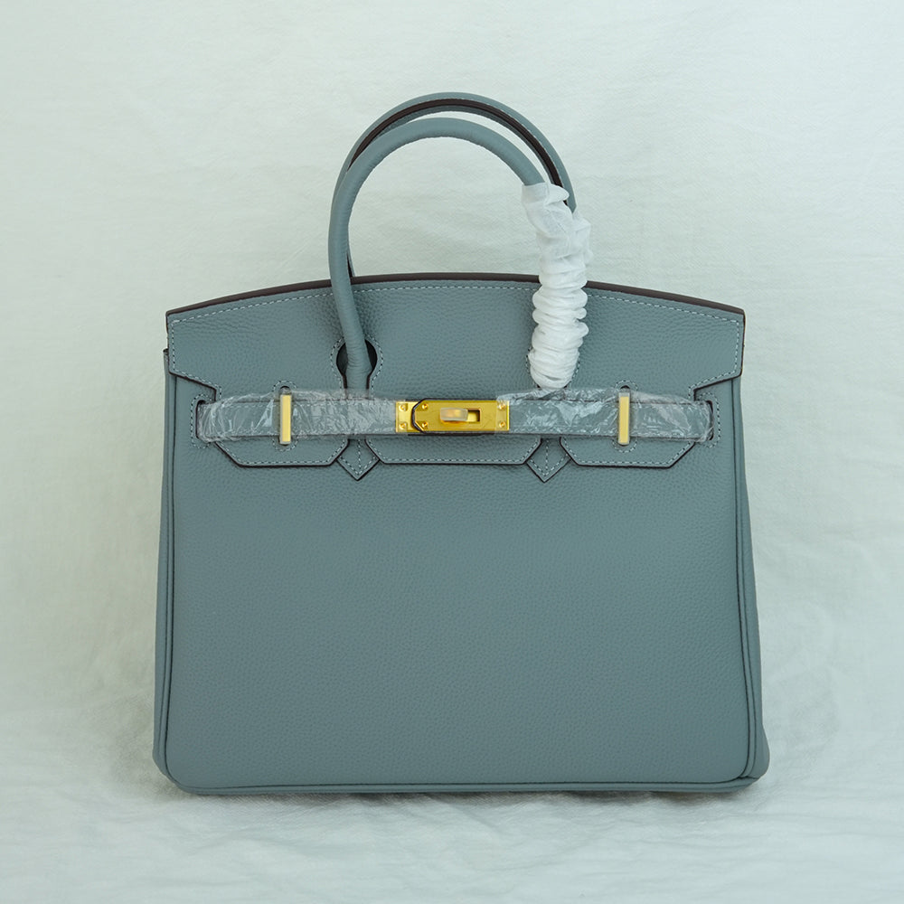 Top Grain Leather Berkin Inspired Handbag Golden Hardware | Come with a Lock and Key