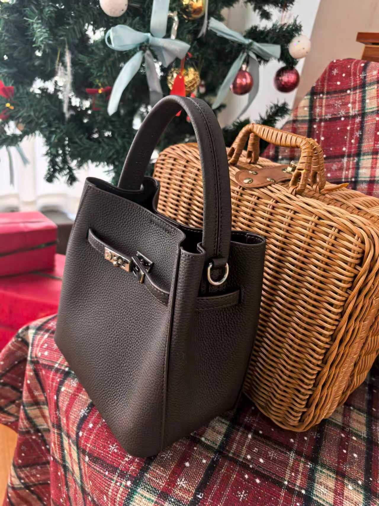 Togo Leather Basket Bucket Bag