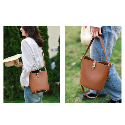 HANDSEWGIFT Leather Simple Bucket Crossbody Bag DIY Kit