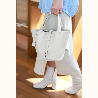 HANDSEWGIFT Picotin Lock Totes Bag Top Grain Leather DIY Kit