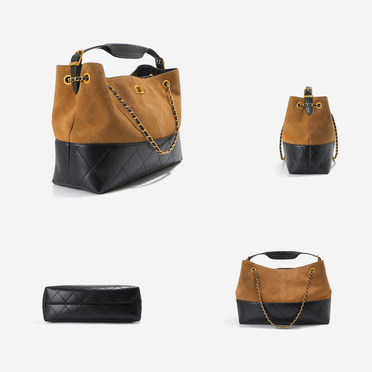 Suede Leather Quilted Chain Shoulder Bag