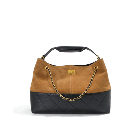 Suede Leather Quilted Chain Shoulder Bag
