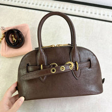 Load image into Gallery viewer, Leather Retro Bowling Top Handle Bag

