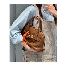 Load image into Gallery viewer, Leather Retro Bowling Top Handle Bag
