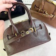 Load image into Gallery viewer, Leather Retro Bowling Top Handle Bag
