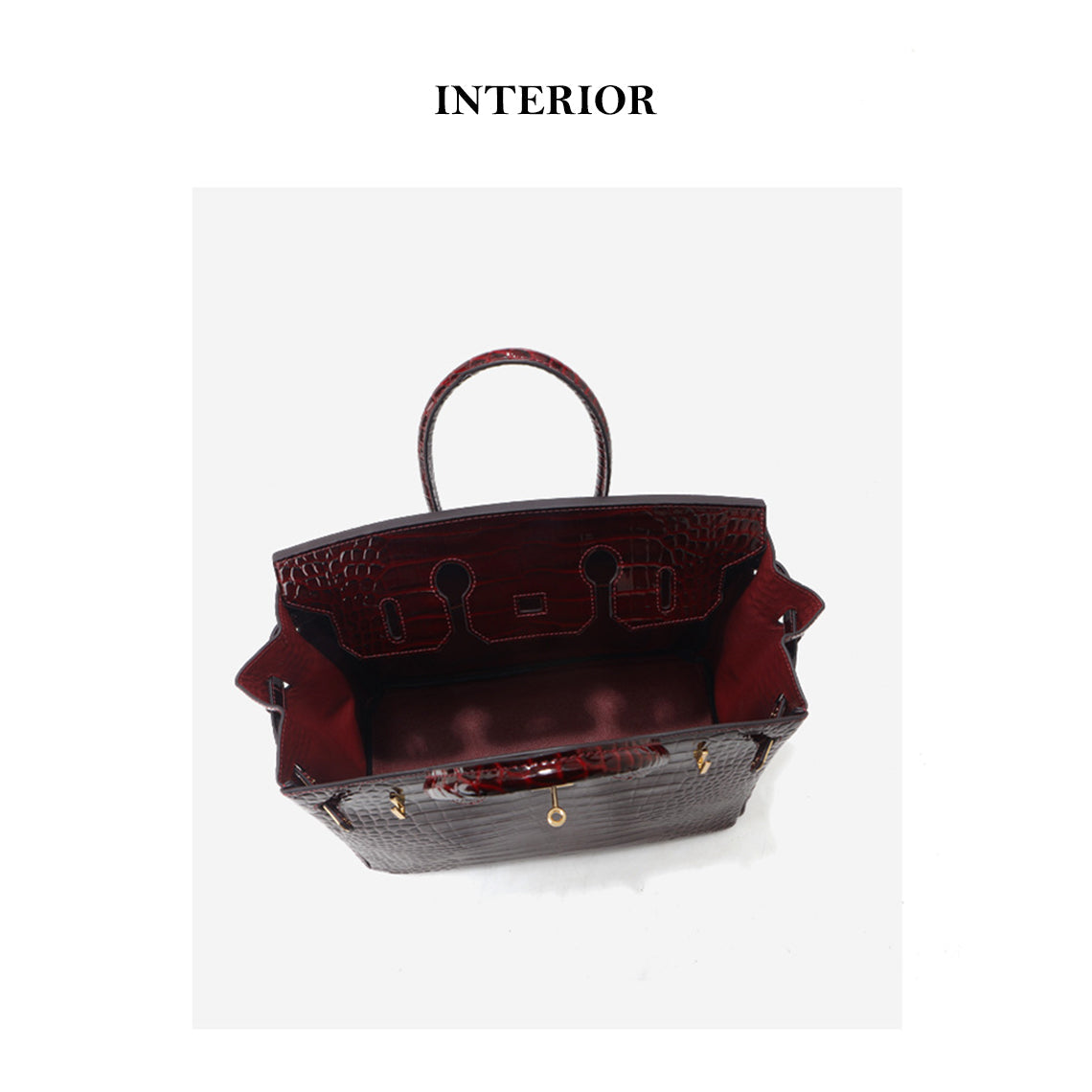 Red designer handbags | Large leather bag interior