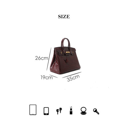 Large leather tote bag size 35 cm