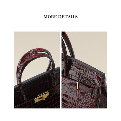 Red designer handbags | Large leather bag details