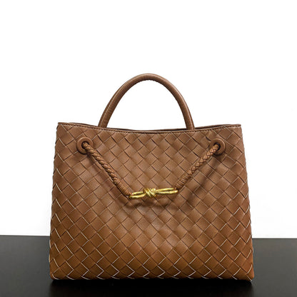 Woven Leather Inspired Intrecciato Tote Bag - Retro Knot Shoulder Bag & Handbag