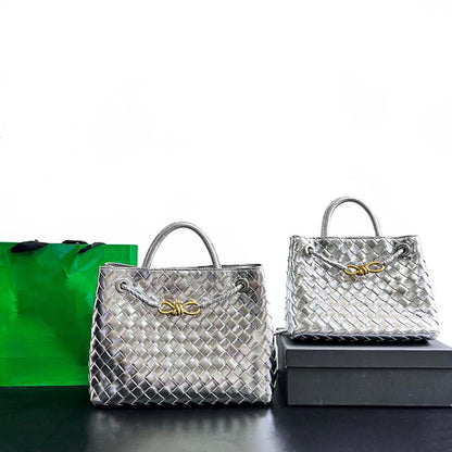 Woven Leather Inspired Intrecciato Tote Bag - Retro Knot Shoulder Bag & Handbag