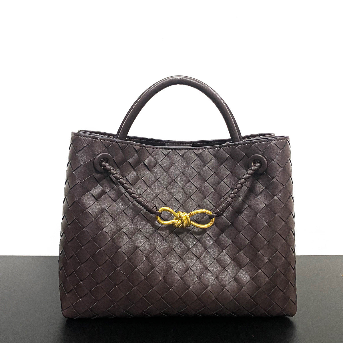 Woven Leather Inspired Intrecciato Tote Bag - Retro Knot Shoulder Bag & Handbag