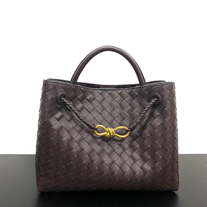 Woven Leather Inspired Intrecciato Tote Bag - Retro Knot Shoulder Bag & Handbag