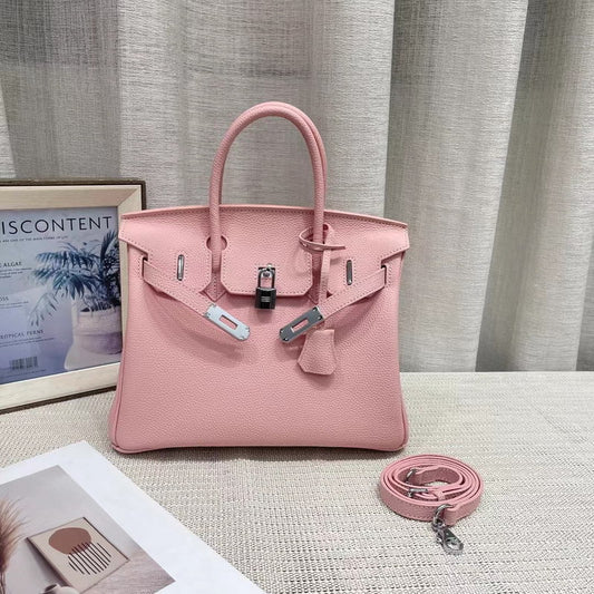 New Colors Genuine Leather Inspired Berkin Bag Silver Hardware | Automatic 20% OFF at Checkout