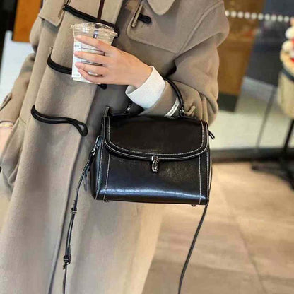 Genuine Leather Handbag - Top Grain Cowhide Square Bag