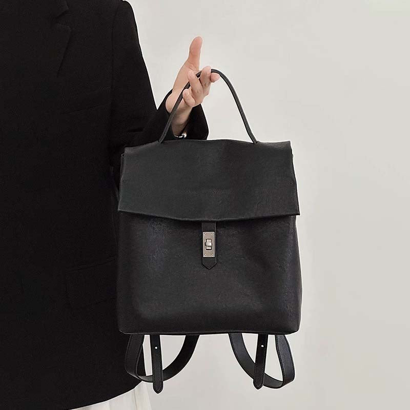 Vegetable-Tanned Cowhide Vintage Flap Backpack