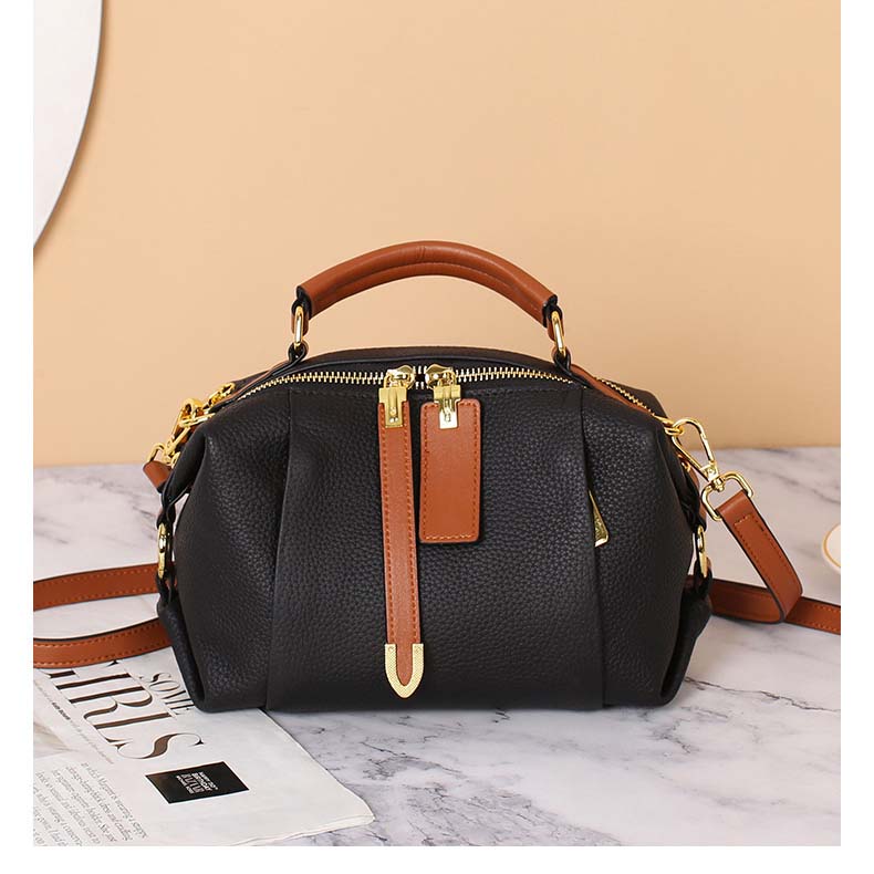 Togo Leather Boston Bag | Cowhide Crossbody Satchel