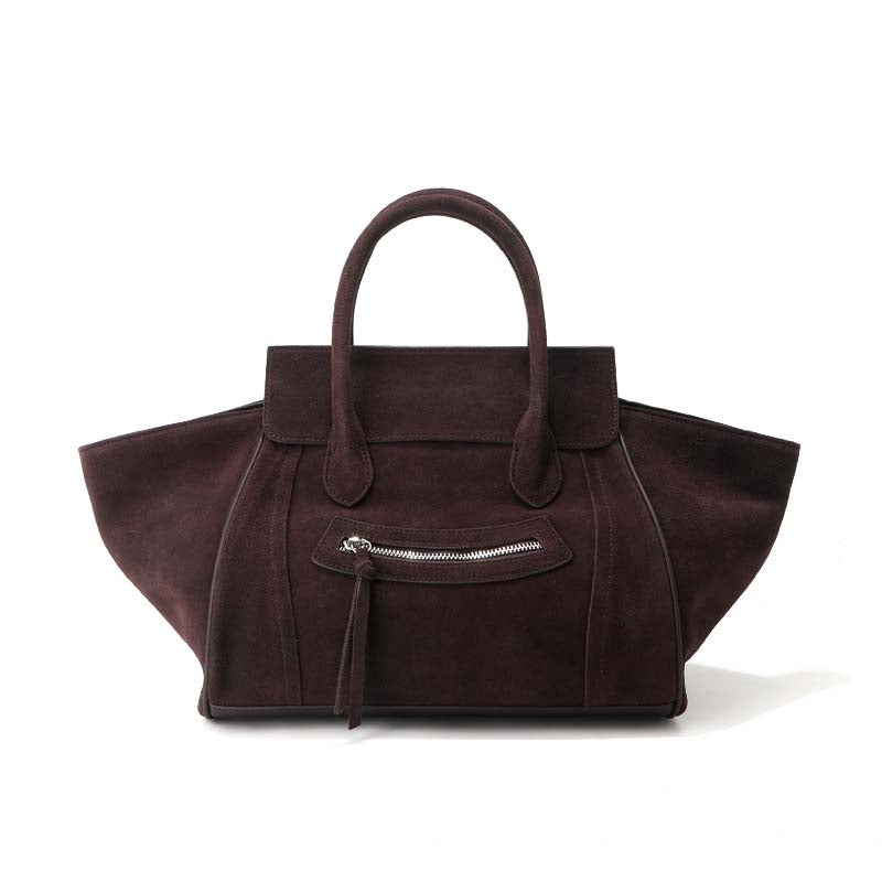 Large Capacity Suede Smile Handbag in Retro Street Style