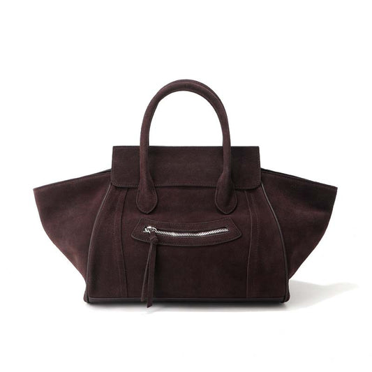 Large Capacity Suede Smile Handbag in Retro Street Style