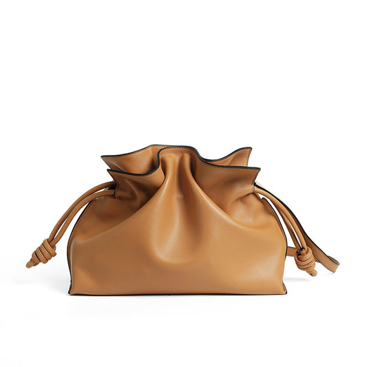 Split Leather Inspired Clutch Crossbody Bag | Caramel Dumpling Handbag