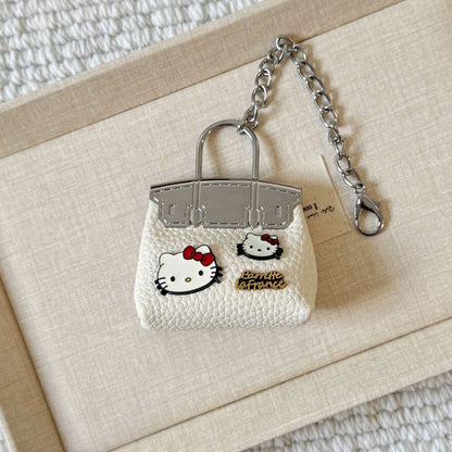Inspired Baby Berkin Mini Bag Charm with Kitty Cat