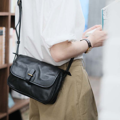 Vegetable Tanned Leather Messenger Bag Small Square Purse