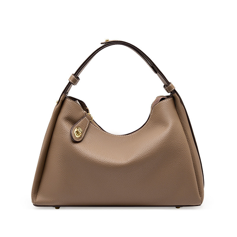 Premium Top Grain Leather Satchel - Chic 2-Way Shoulder & Underarm Bag