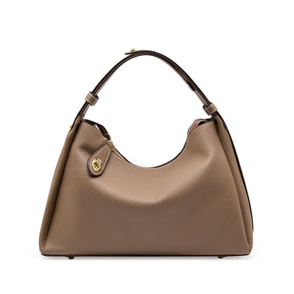 Premium Top Grain Leather Satchel - Chic 2-Way Shoulder & Underarm Bag