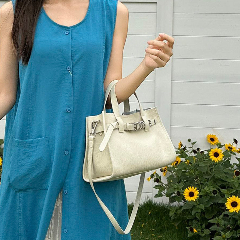 Togo Leather Tote Bag Minimalist Handbag Crossbody Bag