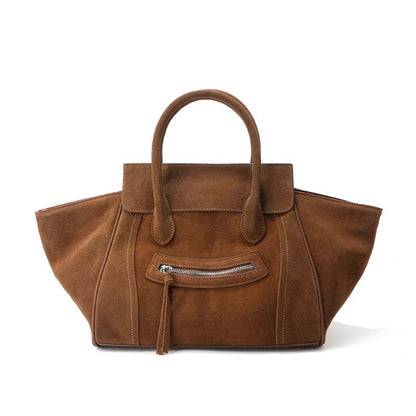 Large Capacity Suede Smile Handbag in Retro Street Style