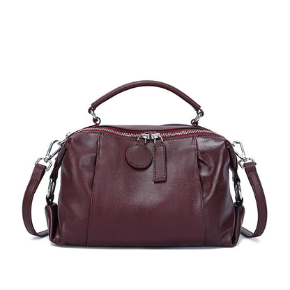 Vintage Cowhide Boston Bag | Luxury Leather Crossbody Satchel