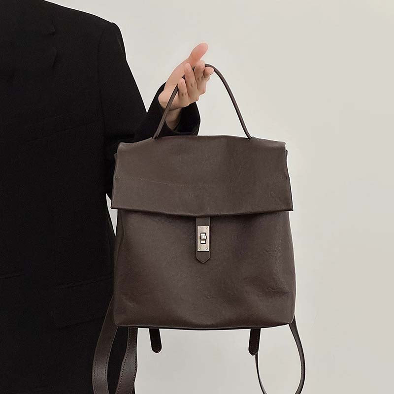 Vegetable-Tanned Cowhide Vintage Flap Backpack