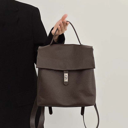 Vegetable-Tanned Cowhide Vintage Flap Backpack