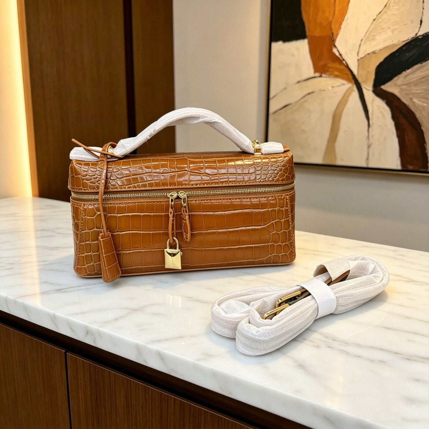 Inspired LP23 Extra Handbag | Crocodile Embossed Top Grain Leather