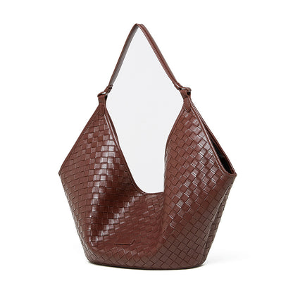Large Capacity Woven Leather Underarm Bag for Daily Commute