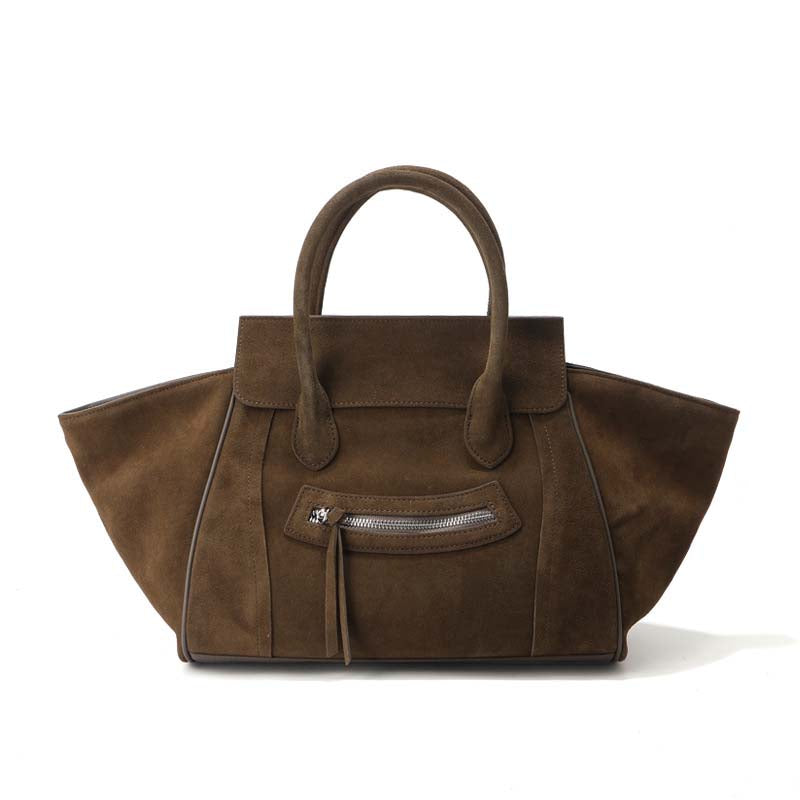Large Capacity Suede Smile Handbag in Retro Street Style