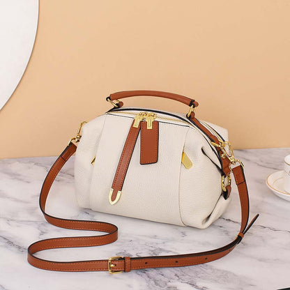Togo Leather Boston Bag | Cowhide Crossbody Satchel