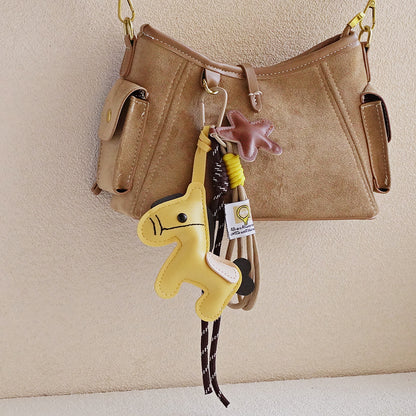 Horse Bag Charm PU Leather Keychain