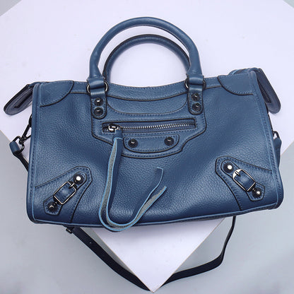 Top Grain Leather Inspired Le City Bag Ladies Zipper Handbag