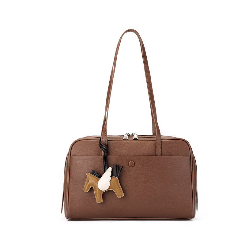 Top Grain Leather Boston Bag Large Capacity Laptop Bag