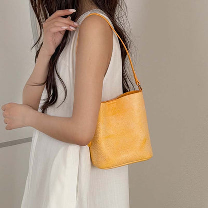 Genuine Leather Mini Bucket Bag | Soft Leather Crossbody & Shoulder Bag for Women