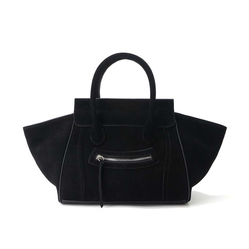 Large Capacity Suede Smile Handbag in Retro Street Style