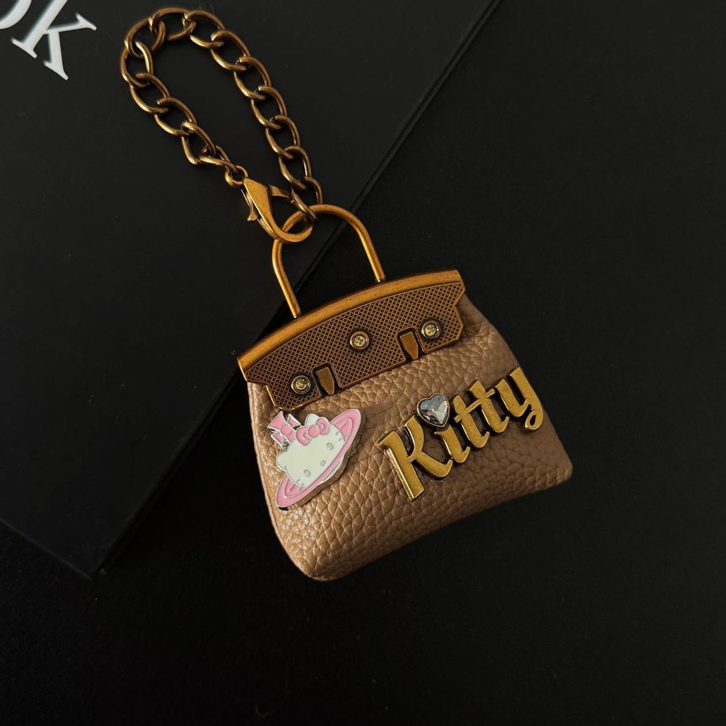 Inspired Baby Berkin Mini Bag Charm with Kitty Cat