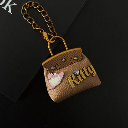 Inspired Baby Berkin Mini Bag Charm with Kitty Cat