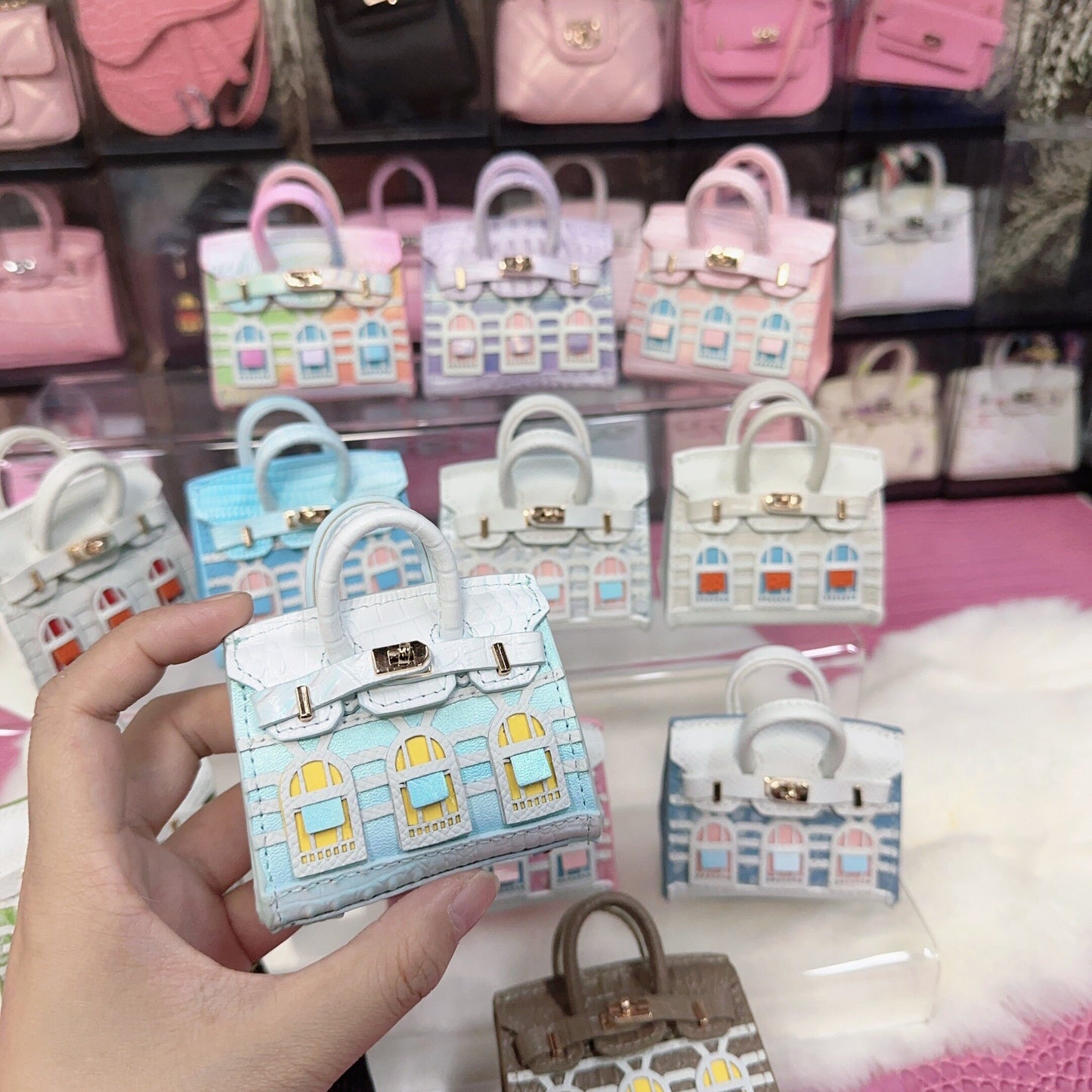 Inspired Faubourg Mini Burkin House Multicolor Leather Handbag Charm | Presale