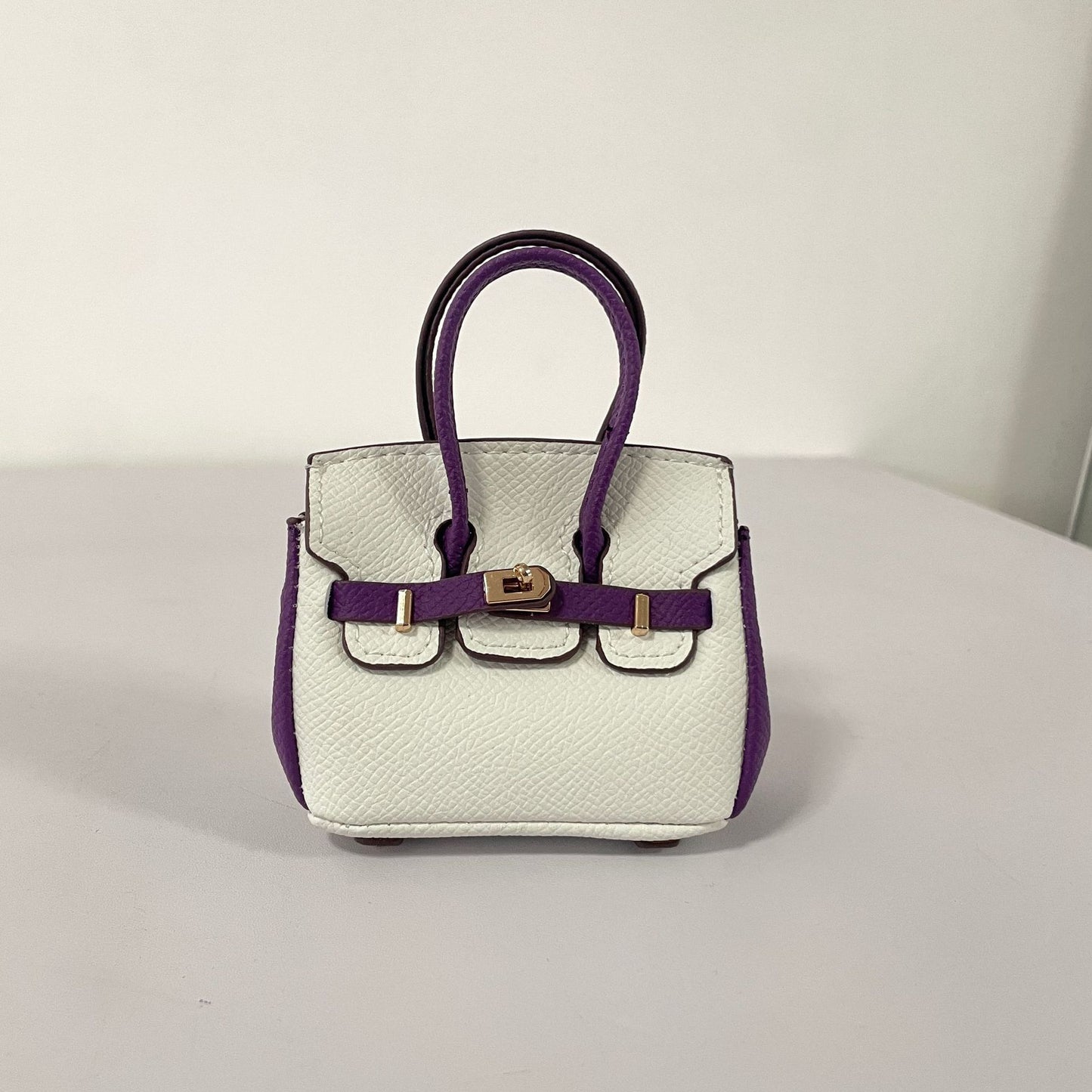 Inspired Mini Burkin Handbag Charm Vegan Leather Earphone Storage Bag