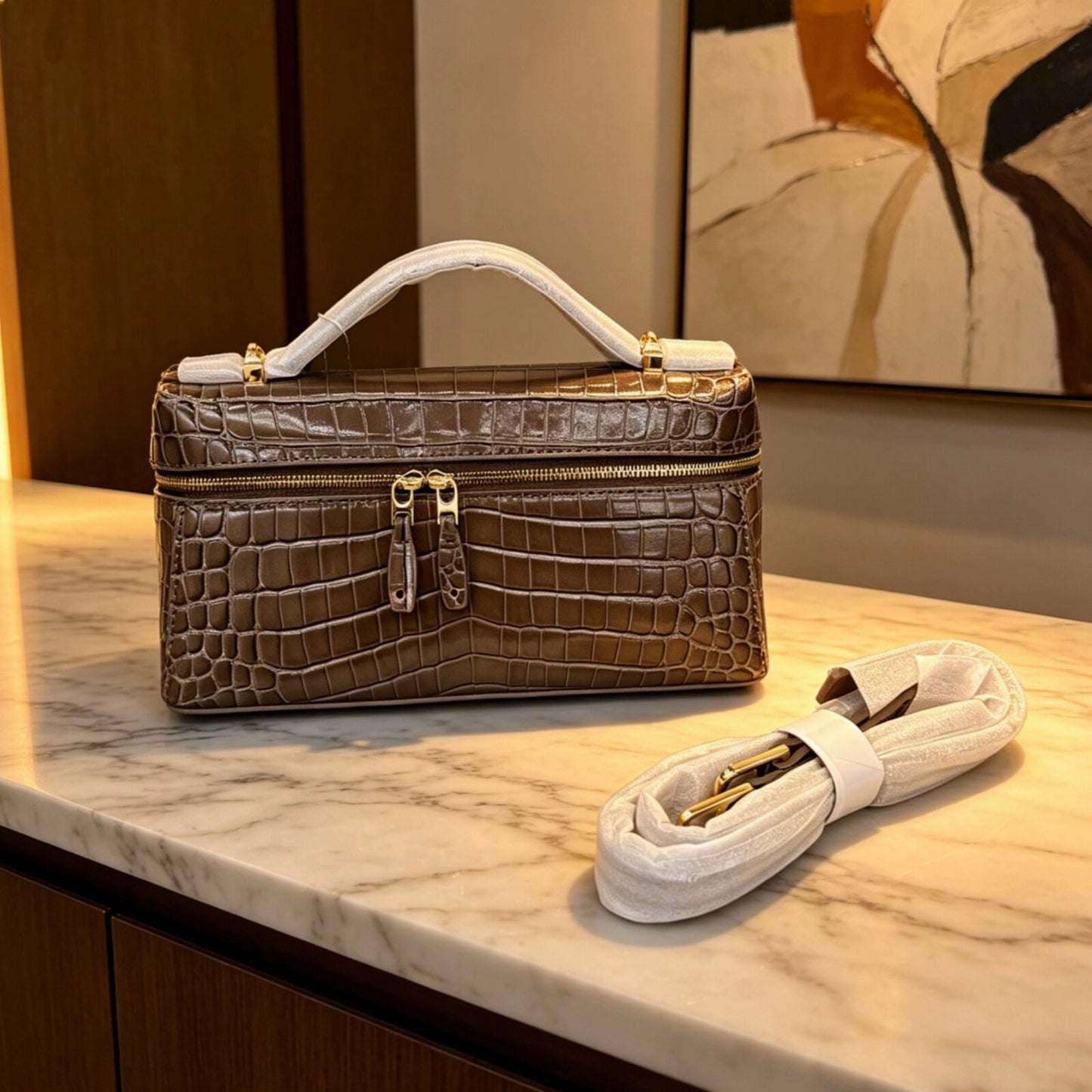 Inspired LP23 Extra Handbag | Crocodile Embossed Top Grain Leather