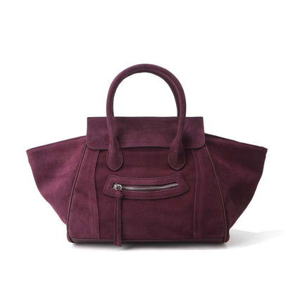 Large Capacity Suede Smile Handbag in Retro Street Style