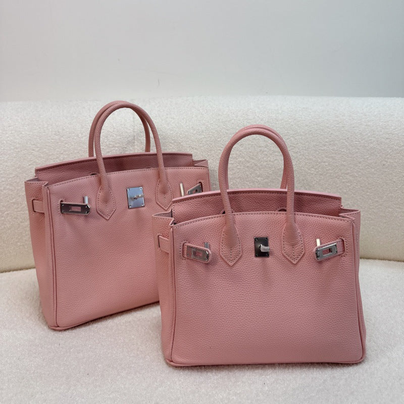 New Colors Genuine Leather Inspired Berkin Bag Silver Hardware | Automatic 15% OFF at Checkout